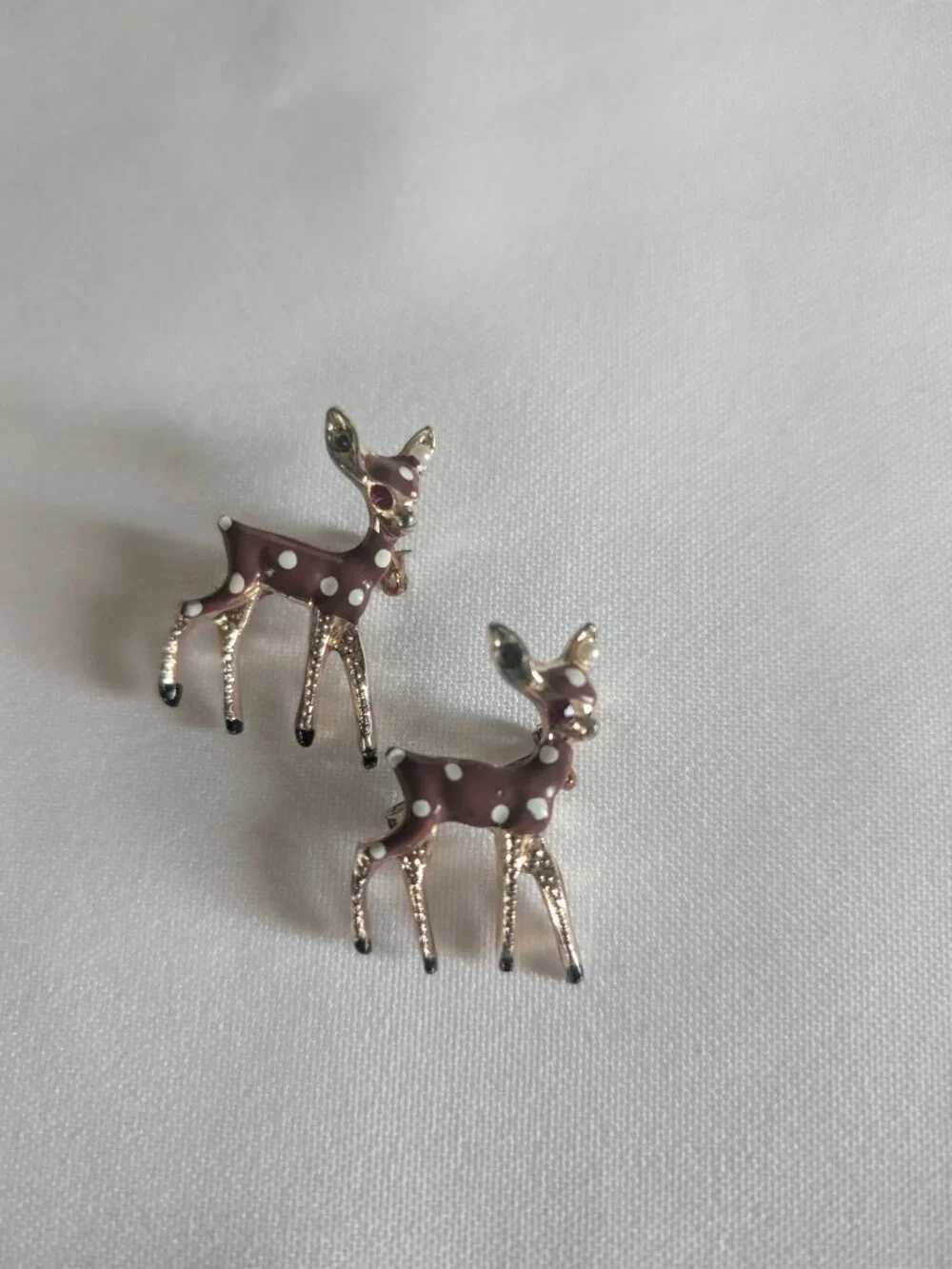 Vintage Late 50s Early 70s Deer Fawn Scatter Pin Brooches Set of Two